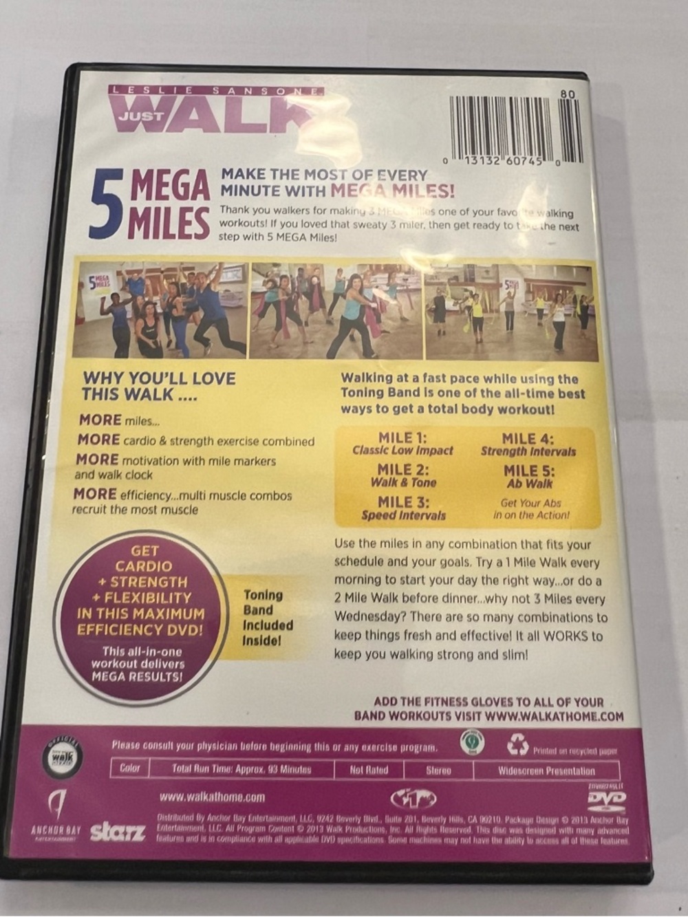 Leslie Sansone JUST WALK 5 MEGA MILES DVD Burn and Firm 2013 Home Exercise - Picture 2 of 5